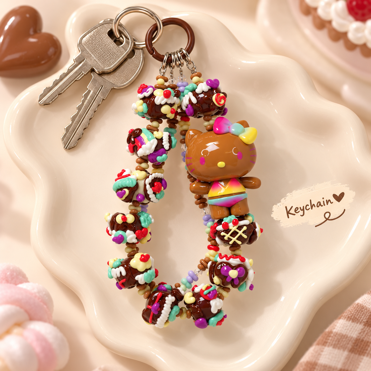 Secret Popping Candy Hello Kitty charm styled with keys